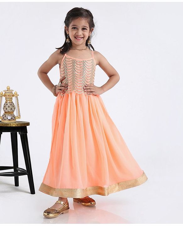 Babyhug Singlet Full Length Gown - Peach