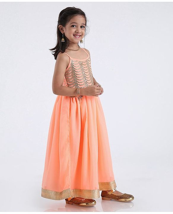 Babyhug Singlet Full Length Gown - Peach