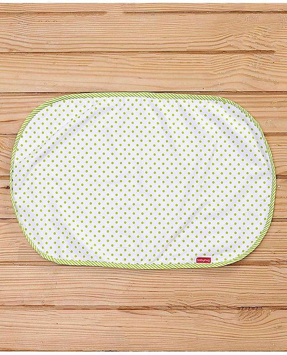 Babyhug Premium 3 Piece Nest Gadda Set With Diaper Changing Mat in Polka Dots Print - Green
