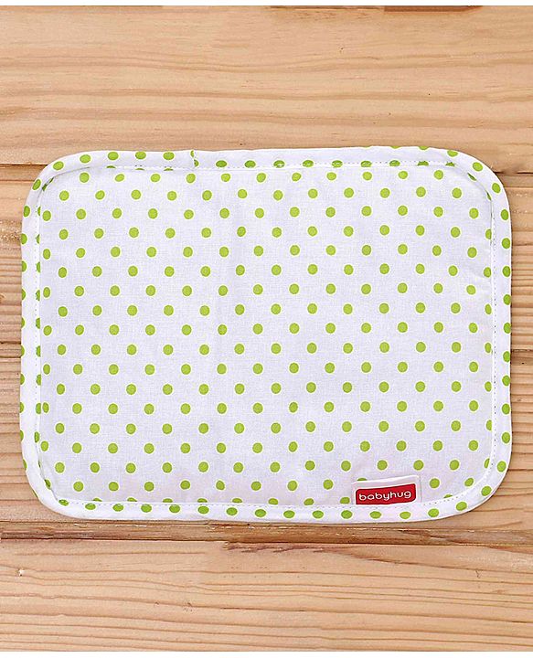 Babyhug Premium 3 Piece Nest Gadda Set With Diaper Changing Mat in Polka Dots Print - Green