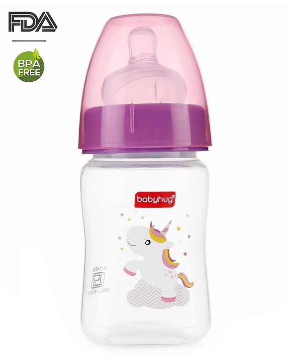 Babyhug Wide Neck Sterilizable Polypropylene Feeding Bottle Pink - 150 ml