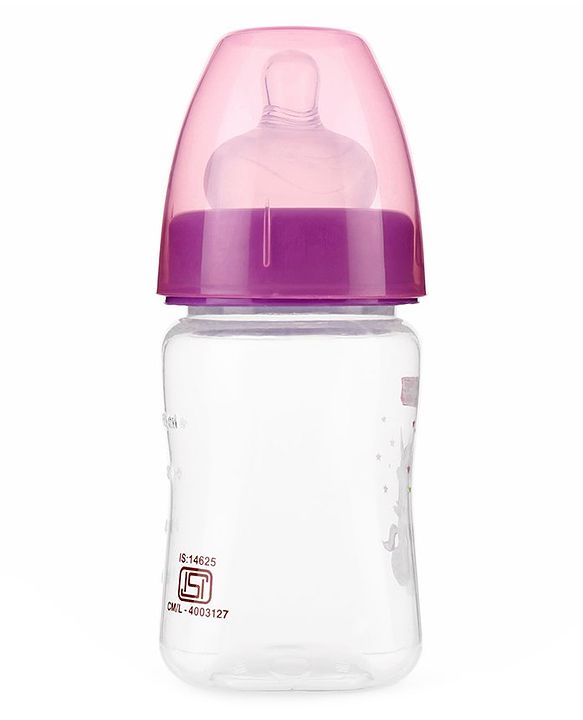 Babyhug Wide Neck Sterilizable Polypropylene Feeding Bottle Pink - 150 ml