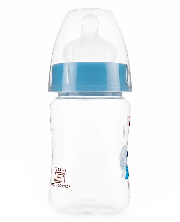 Babyhug Wide Neck Sterilizable Polypropylene Feeding Bottle Blue - 150 ml