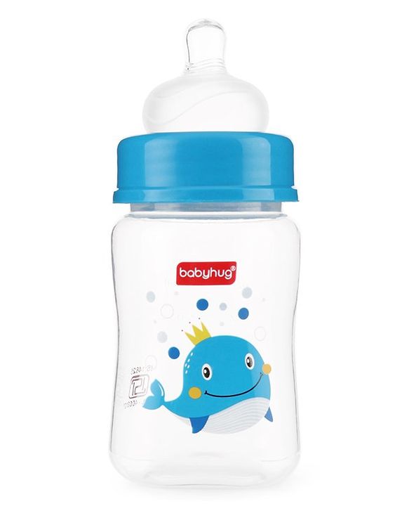 Babyhug Wide Neck Sterilizable Polypropylene Feeding Bottle Blue - 150 ml