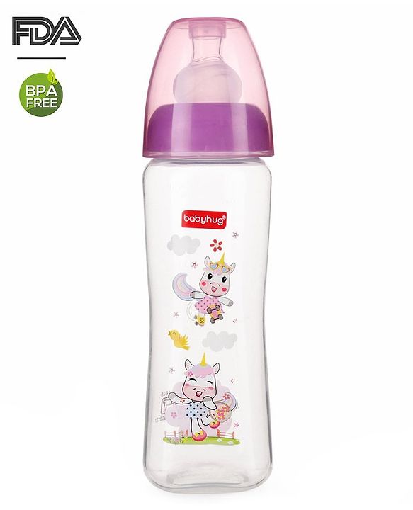 Babyhug Wide Neck Sterilizable Polypropylene Feeding Bottle Pink - 150 ml