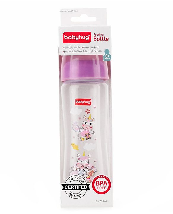 Babyhug Wide Neck Sterilizable Polypropylene Feeding Bottle Pink - 150 ml