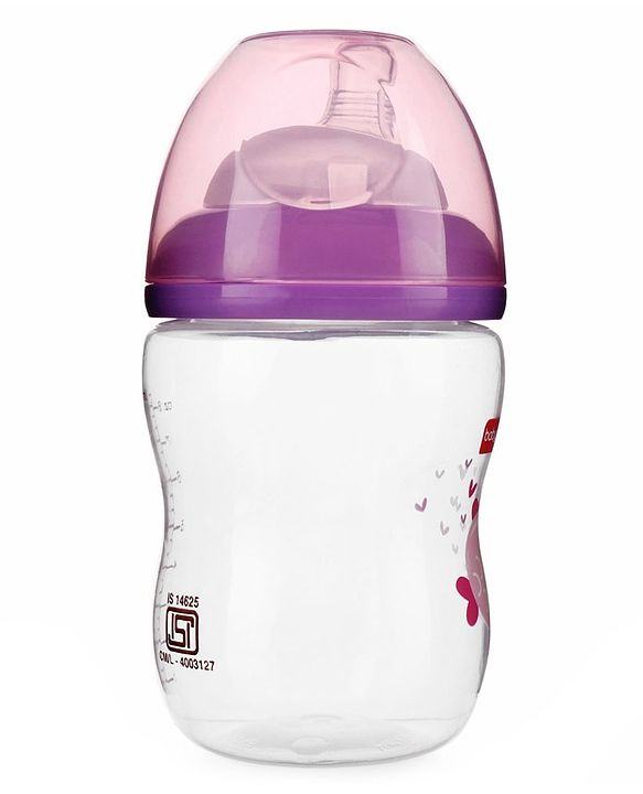 Babyhug Wide Neck Sterilizable Polypropylene Feeding Bottle Pink - 250 ml