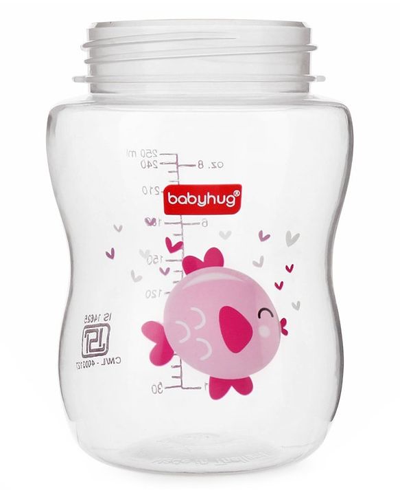 Babyhug Wide Neck Sterilizable Polypropylene Feeding Bottle Pink - 250 ml
