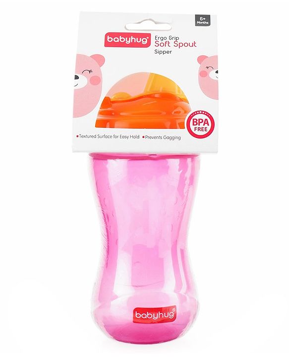 Babyhug Ergo Grip Soft Spout Sipper - Pink Orange
