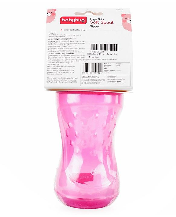 Babyhug Ergo Grip Soft Spout Sipper - Pink Orange