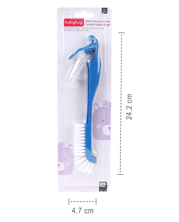 Babyhug Bottle Cleaning & Foldable Nipple Brush - Green