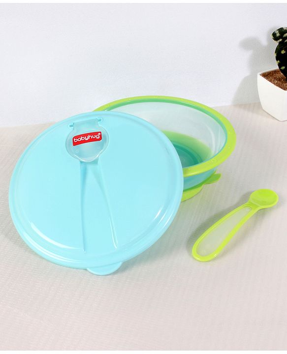 Babyhug Suction Bowl With Spoon Blue Green - 300 ml