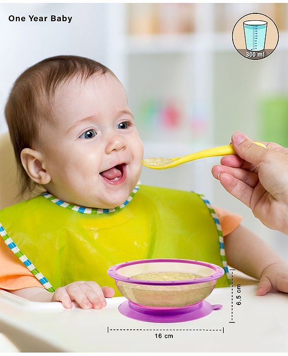 Babyhug Suction Bowl With Spoon Blue Green - 300 ml