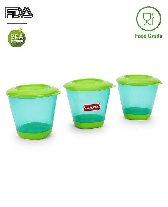 Babyhug 150 ml Weaning Pots Set of 3 - Pink Yellow