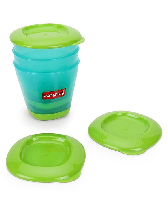 Babyhug 150 ml Weaning Pots Set of 3 - Pink Yellow