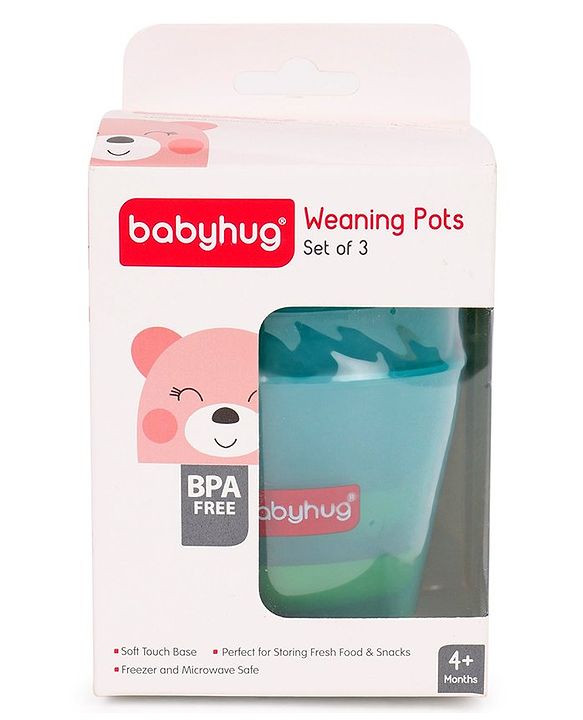 Babyhug 150 ml Weaning Pots Set of 3 - Pink Yellow