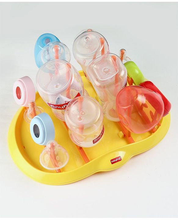 Babyhug Bottle Organizer Cum Drying Rack - Yellow