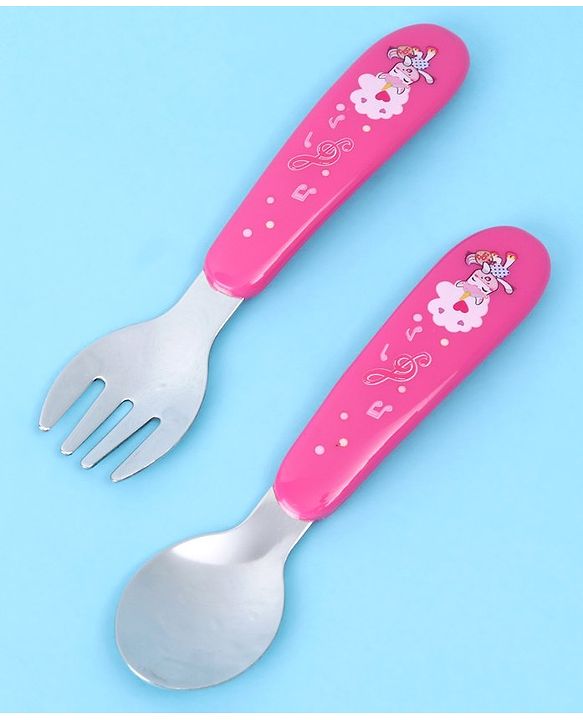 Babyhug Ergo Grip Stainless Steel Spoon & Fork Set - Blue