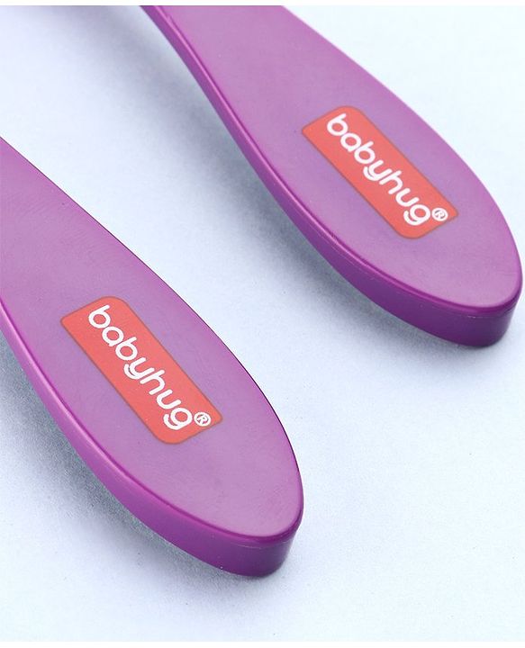 Babyhug Ergo Grip Spoon & Fork Set  Purple| BPA-Free| Soft, Easy-Grip Handles| Safe Rounded Edges| Self & Parent Feeding