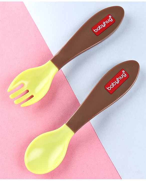 Babyhug Ergo Grip Spoon & Fork Set  Purple| BPA-Free| Soft, Easy-Grip Handles| Safe Rounded Edges| Self & Parent Feeding