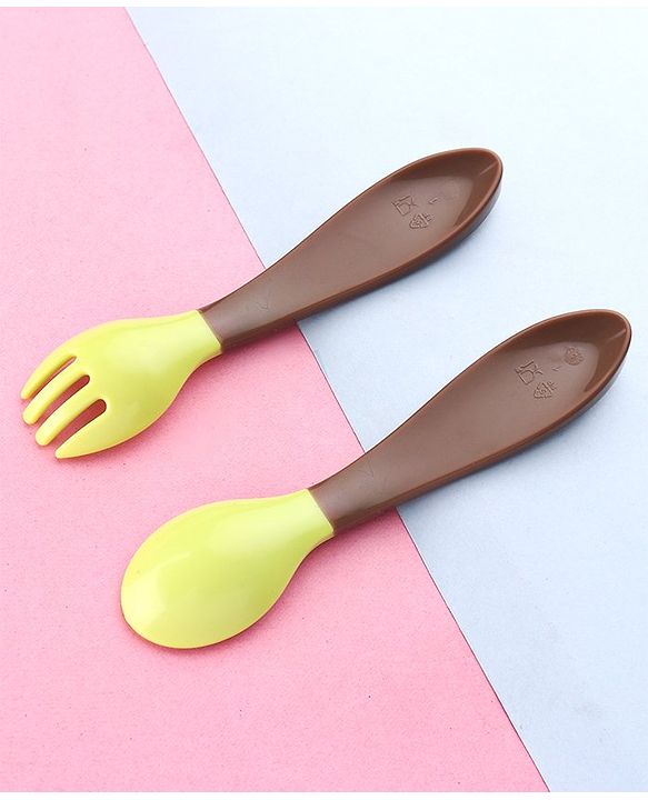 Babyhug Ergo Grip Spoon & Fork Set  Purple| BPA-Free| Soft, Easy-Grip Handles| Safe Rounded Edges| Self & Parent Feeding
