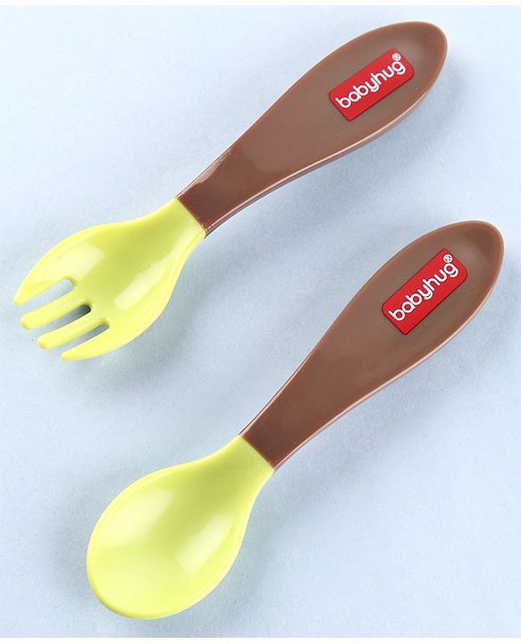 Babyhug Ergo Grip Spoon & Fork Set  Purple| BPA-Free| Soft, Easy-Grip Handles| Safe Rounded Edges| Self & Parent Feeding