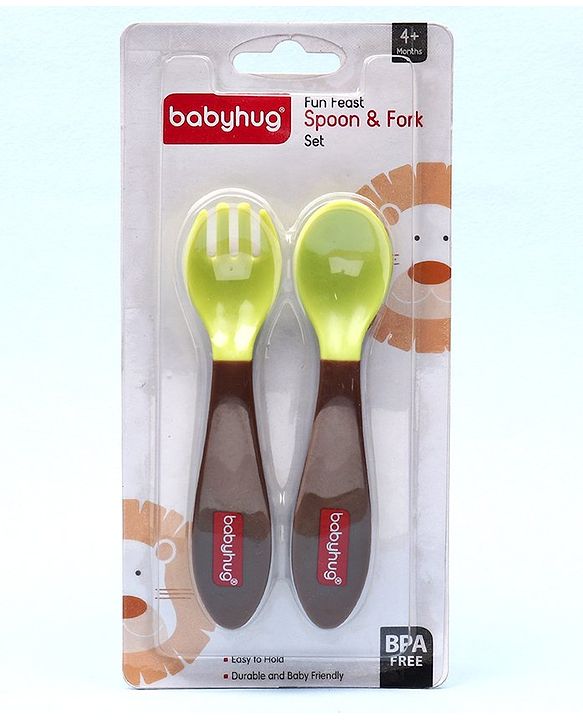 Babyhug Ergo Grip Spoon & Fork Set  Purple| BPA-Free| Soft, Easy-Grip Handles| Safe Rounded Edges| Self & Parent Feeding