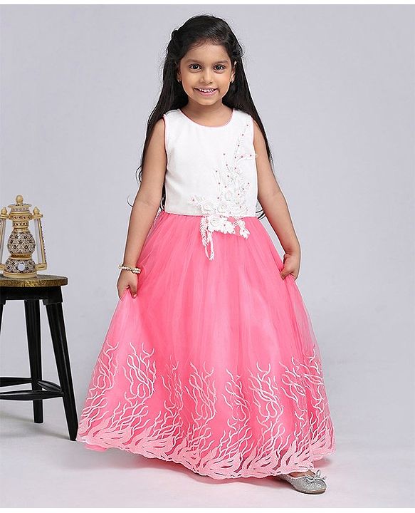 Babyhug Party Wear Sleeveless Embroidered Frock - Pink