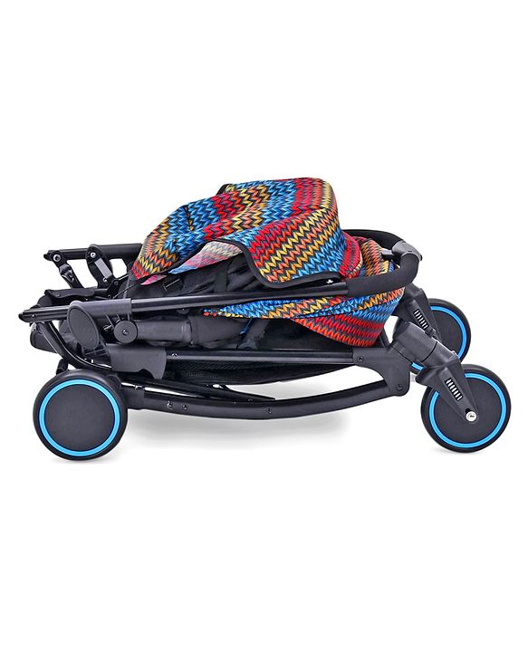 Babyhug Rock Star Stroller Cum Rocker With 5 Point Safety Harness - Blue| Reclining Seat| Linked Brake| Adjustable Canopy| Single Hand Fold