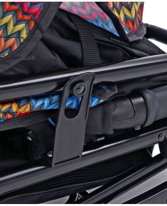 Babyhug Rock Star Stroller Cum Rocker With 5 Point Safety Harness - Blue| Reclining Seat| Linked Brake| Adjustable Canopy| Single Hand Fold