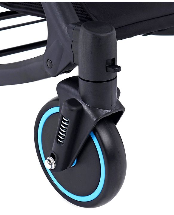 Babyhug Rock Star Stroller Cum Rocker With 5 Point Safety Harness - Blue| Reclining Seat| Linked Brake| Adjustable Canopy| Single Hand Fold