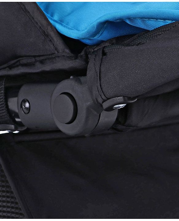 Babyhug Rock Star Stroller Cum Rocker With 5 Point Safety Harness - Blue| Reclining Seat| Linked Brake| Adjustable Canopy| Single Hand Fold