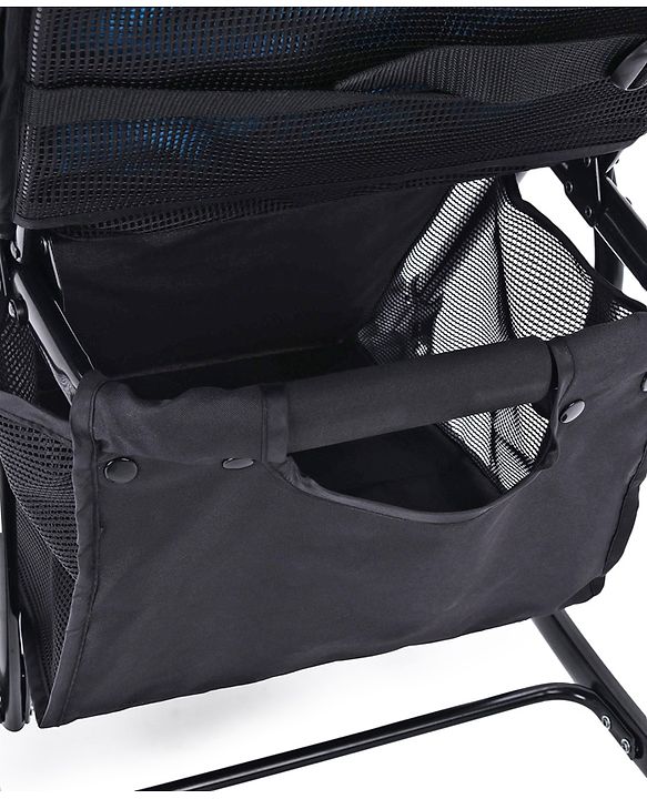 Babyhug Rock Star Stroller Cum Rocker With 5 Point Safety Harness - Blue| Reclining Seat| Linked Brake| Adjustable Canopy| Single Hand Fold