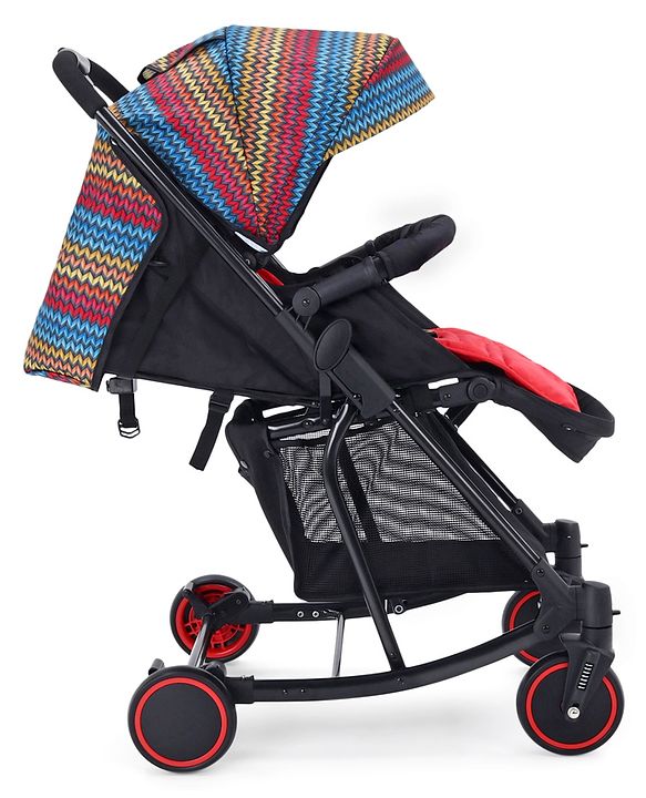 Babyhug Rock Star Stroller Cum Rocker With 5 Point Safety Harness - Red| Reclining Seat| Linked Brake| Adjustable Canopy| Single Hand Fold