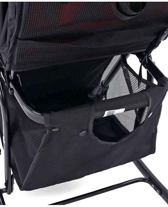 Babyhug Rock Star Stroller Cum Rocker With 5 Point Safety Harness - Red| Reclining Seat| Linked Brake| Adjustable Canopy| Single Hand Fold