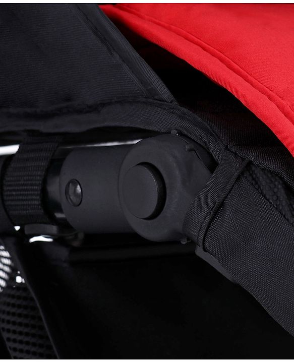Babyhug Rock Star Stroller Cum Rocker With 5 Point Safety Harness - Red| Reclining Seat| Linked Brake| Adjustable Canopy| Single Hand Fold