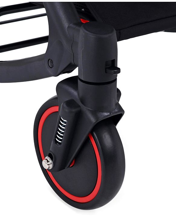 Babyhug Rock Star Stroller Cum Rocker With 5 Point Safety Harness - Red| Reclining Seat| Linked Brake| Adjustable Canopy| Single Hand Fold