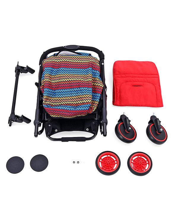 Babyhug Rock Star Stroller Cum Rocker With 5 Point Safety Harness - Red| Reclining Seat| Linked Brake| Adjustable Canopy| Single Hand Fold