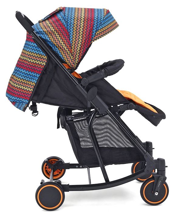 Babyhug Rock Star Stroller Cum Rocker With 5 Point Safety Harness - Red| Reclining Seat| Linked Brake| Adjustable Canopy| Single Hand Fold