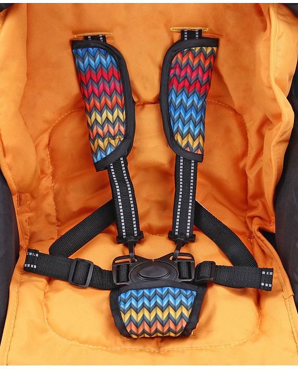 Babyhug Rock Star Stroller Cum Rocker With 5 Point Safety Harness - Red| Reclining Seat| Linked Brake| Adjustable Canopy| Single Hand Fold