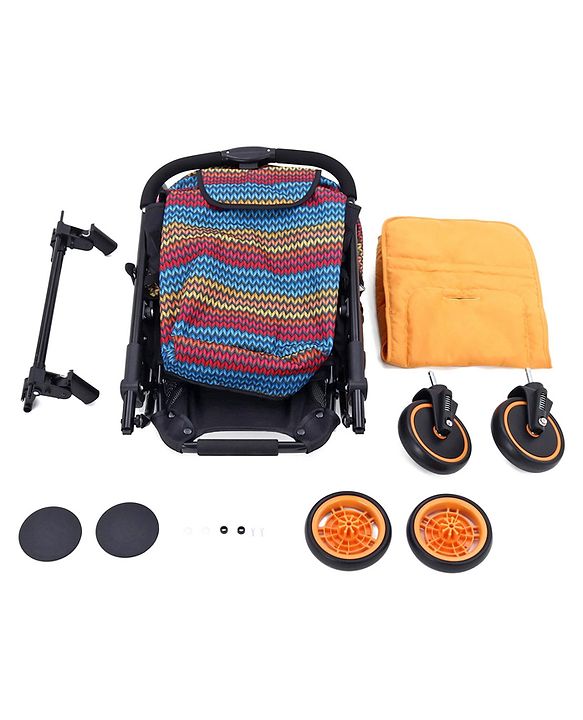 Babyhug Rock Star Stroller Cum Rocker With 5 Point Safety Harness - Red| Reclining Seat| Linked Brake| Adjustable Canopy| Single Hand Fold