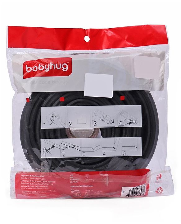 Babyhug Glass Corner Edge Protector  With Tape - Black