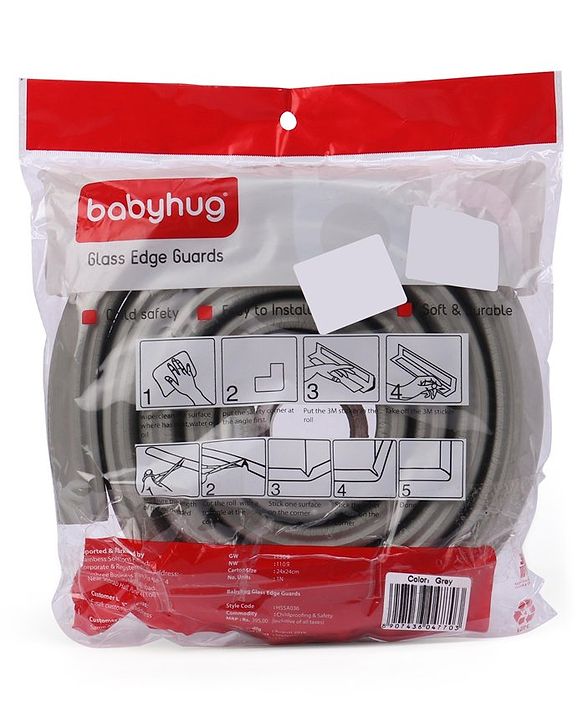 Babyhug Glass Corner Edge Protector  With Tape - Black