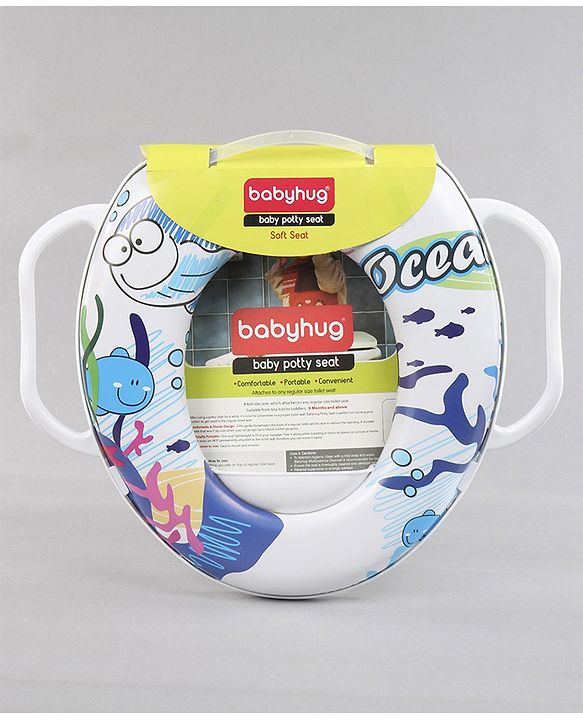 Babyhug Soft Potty Seat With Handle Sea Print - White