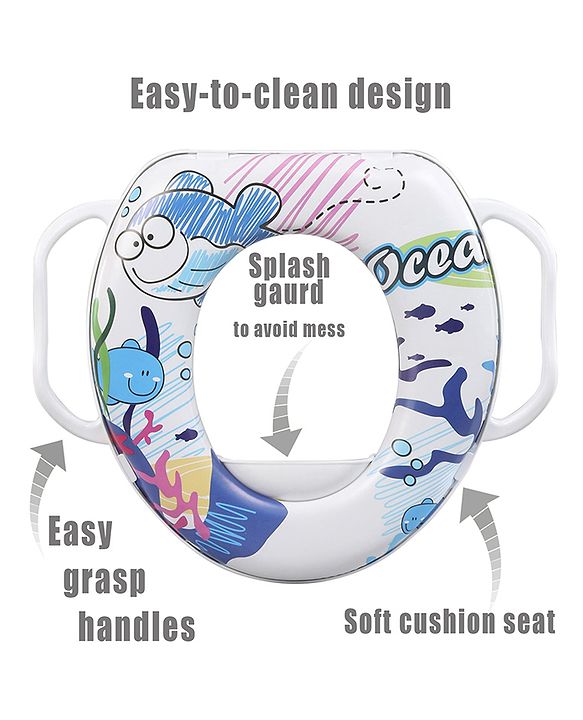 Babyhug Soft Potty Seat With Handle Sea Print - White