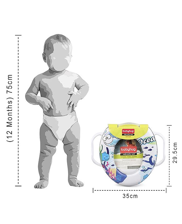 Babyhug Soft Potty Seat With Handle Sea Print - White
