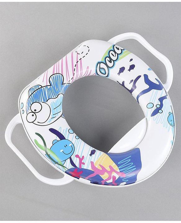 Babyhug Soft Potty Seat With Handle Sea Print - White
