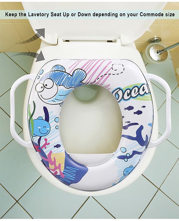 Babyhug Soft Potty Seat With Handle Sea Print - White