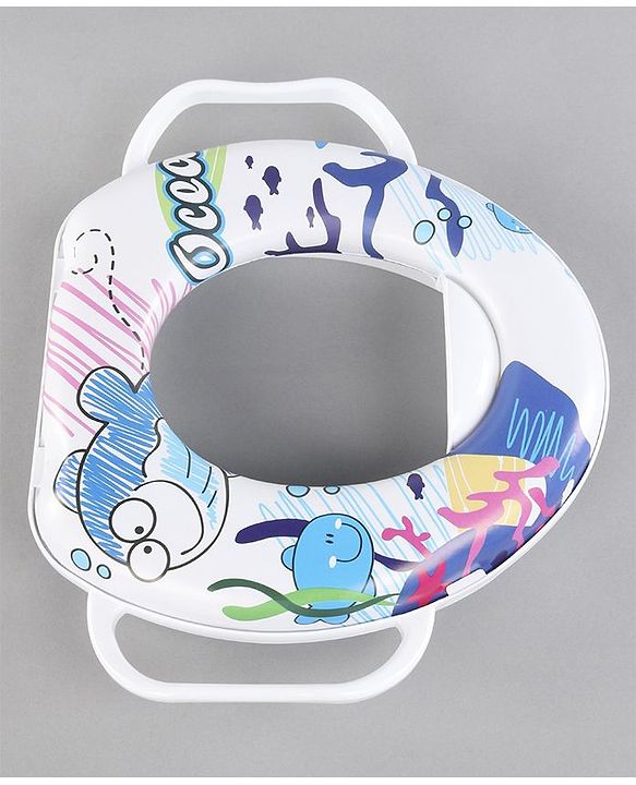 Babyhug Soft Potty Seat With Handle Sea Print - White