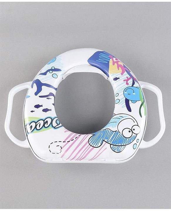 Babyhug Soft Potty Seat With Handle Sea Print - White